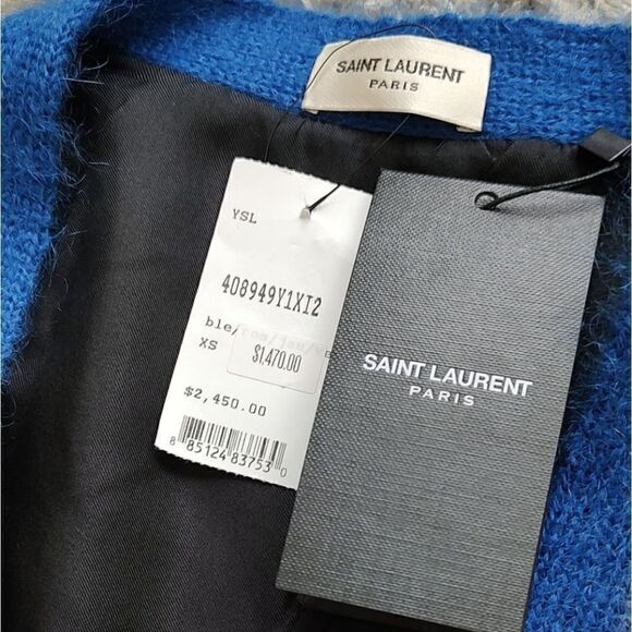 Saint Lauren Jacquard Mohair Dinosaur Cardigan in Multi Size XS - Picture 13 of 14